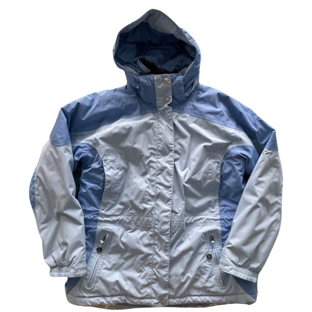 LL Bean Light Blue Snow Ski Snowboard Jacket with Pockets & Hood Women’s Large.